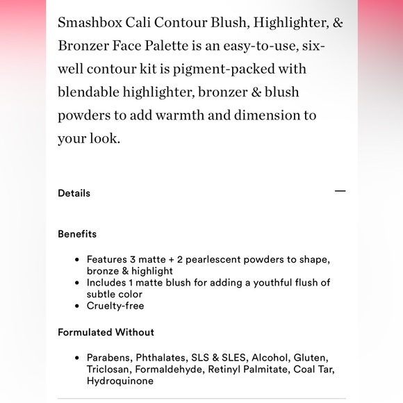Smashbox Cali Contour Blush, Highlighter, & Bronzer Face Palette (light/medium) - Picture 15 of 15